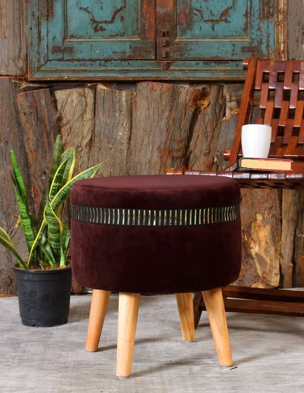 Shadowkart Pouffes Sitting Stool for Living Room, Mudda Puffy Wooden Ottoman Stools, Pouffe Footstool, Pouf for Office Home Decoration & Dressing Table, 16x16x18 Inch