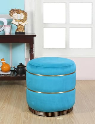 Shadowkart Pouffes Sitting Stool for Living Room, Make up Table Mudda Puffy Wooden Ottoman Stools, Pouffe Footstool for Home Decoration & Dressing Table, 16x16x18 Inch