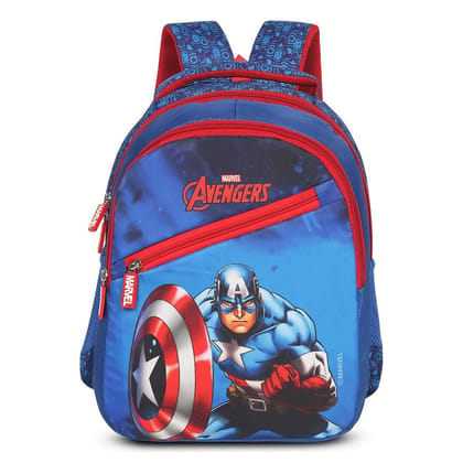 Priority Marvel Avengers Printed Polyester School Backpack For Kids | Specially School Bag For Boys | 4.5 to 7 Years (14 Inch | Small | Blue)