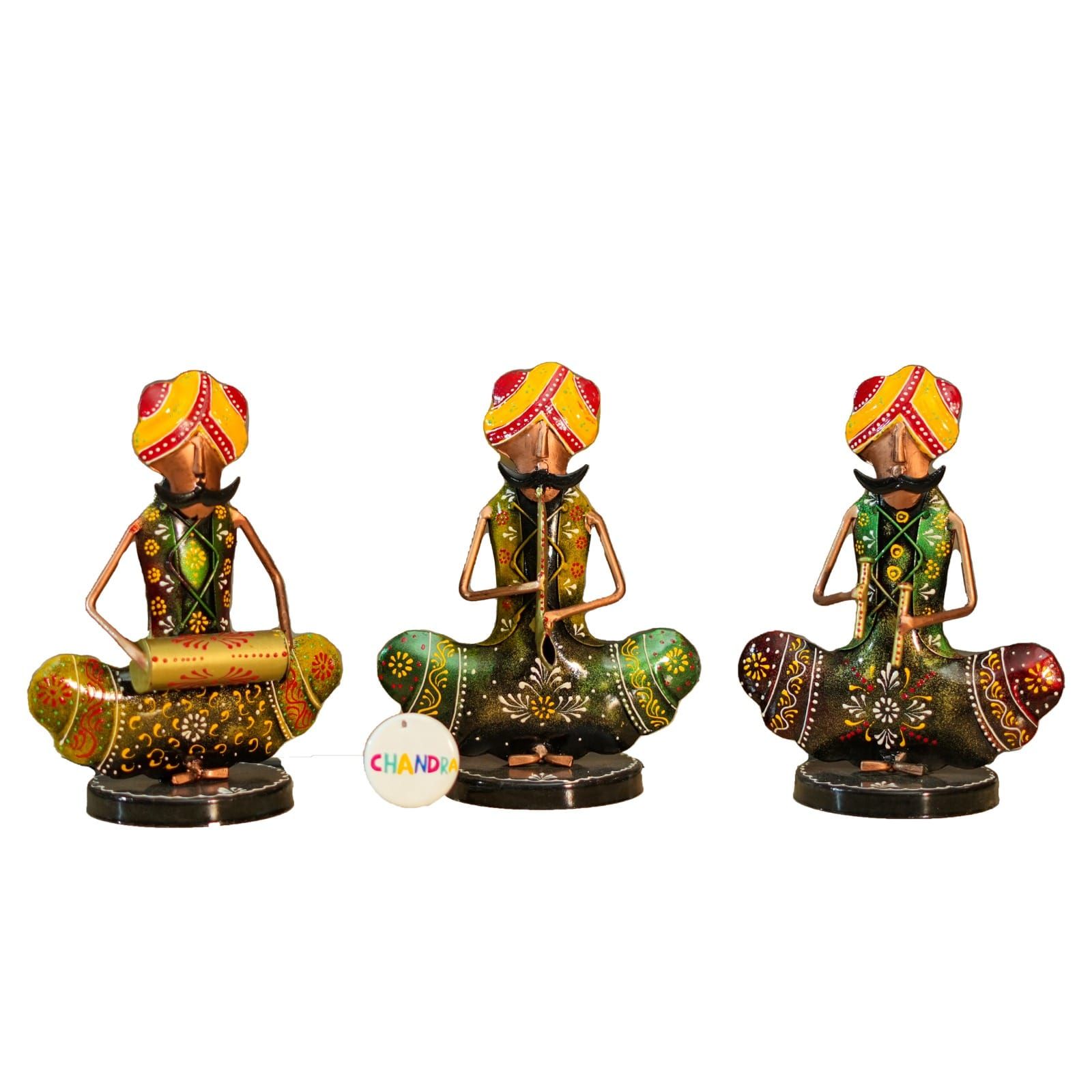 CHANDRA CRAFT HOUSE Decorative Lord Krishna Musicians Statues for Home Décor, Set of Indian Figurines for Multiple Rooms (Pack of 3)