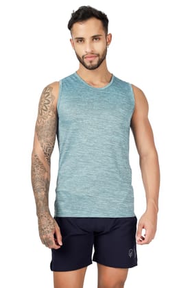 BLUEFICUS Men's GymVest Workout and Muscle Tank Top for Bodybuilding Running Weight Lifting Made by Dryfit Polyester Fabric (Green)