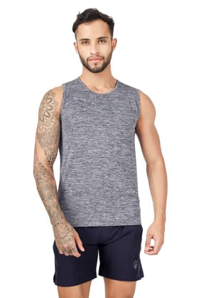 BLUEFICUS Men's GymVest Workout and Muscle Tank Top for Bodybuilding Running Weight Lifting Made by Dryfit Polyester Fabric (Grey)