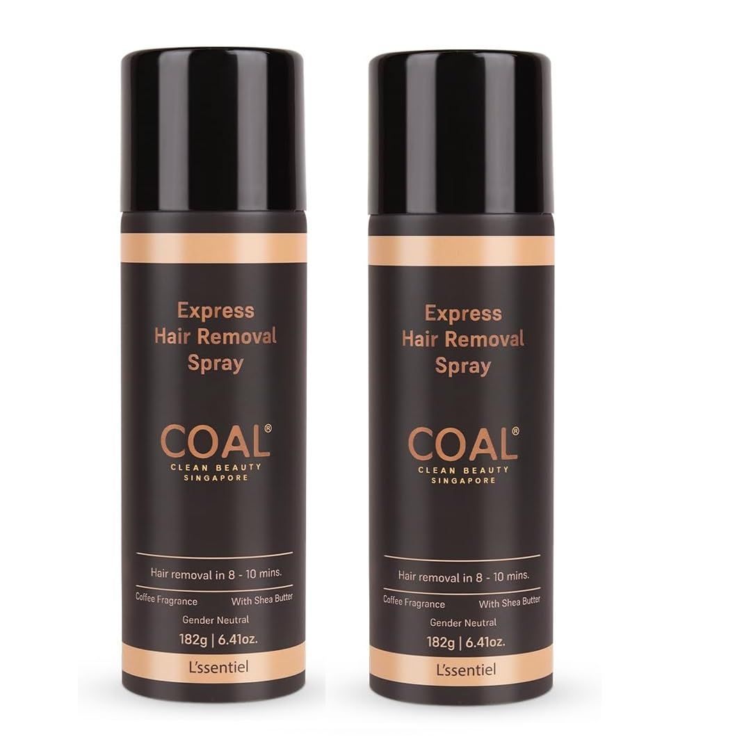 COAL Clean Beauty Express Hair Removal Spray with Coffee Fragrance | DIY Painless Solution To Unwanted Hair In 10 Minutes | Men & Women | All Hair Types | 182g Set Of 2