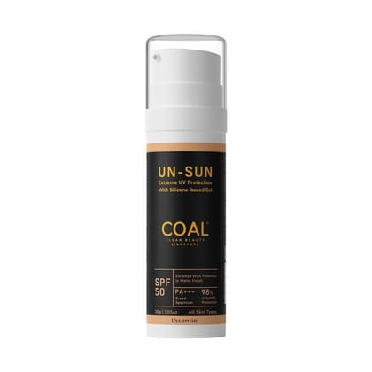 COAL Clean Beauty Un-Sun SPF 50 PA+++ Sunscreen with Probiotics | UVA/UVB, Anti-Ageing, Blue Light Protection & Water Resistant | Men & Women | All Skin types | 30g