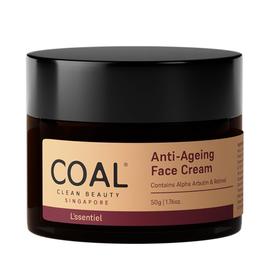 COAL Clean Beauty Anti-Ageing Face Cream with Retinol & Alpha Arbutin | Slows Premature Ageing & Reduces Fine Lines and Wrinkles| Women | All Skin Types | 50g