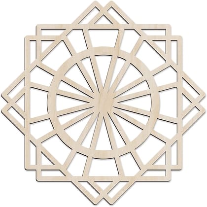 Haoser Mandala Wooden Wall Art, Traditional Star Ornament Polygonal Details, Birch Wood Plywood Rustic Wall Art Accent for Hallway Bedroom Living Room Cafes and Offices (Mandala Design-9_30CM)