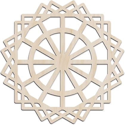 Haoser Mandala Wooden Wall Art, Traditional Star Ornament Polygonal Details, Birch Wood Plywood Rustic Wall Art Accent for Hallway Bedroom Living Room Cafes and Offices (Mandala Design-12_30CM)