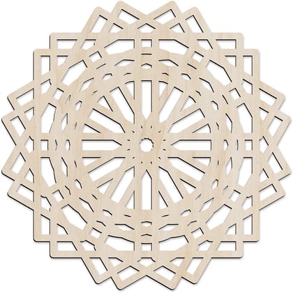 Haoser Mandala Wooden Wall Art, Traditional Star Ornament Polygonal Details, Birch Wood Plywood Rustic Wall Art Accent for Hallway Bedroom Living Room Cafes and Offices (Mandala Design-10_30CM)