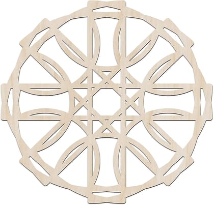 Haoser Mandala Wooden Wall Art, Whirl Look Lattice Abstarct Geometric, Birch Wood Plywood Rustic Wall Art Accent for Hallway Bedroom Living Room Cafes and Offices (Mandala Design-24_30CM)
