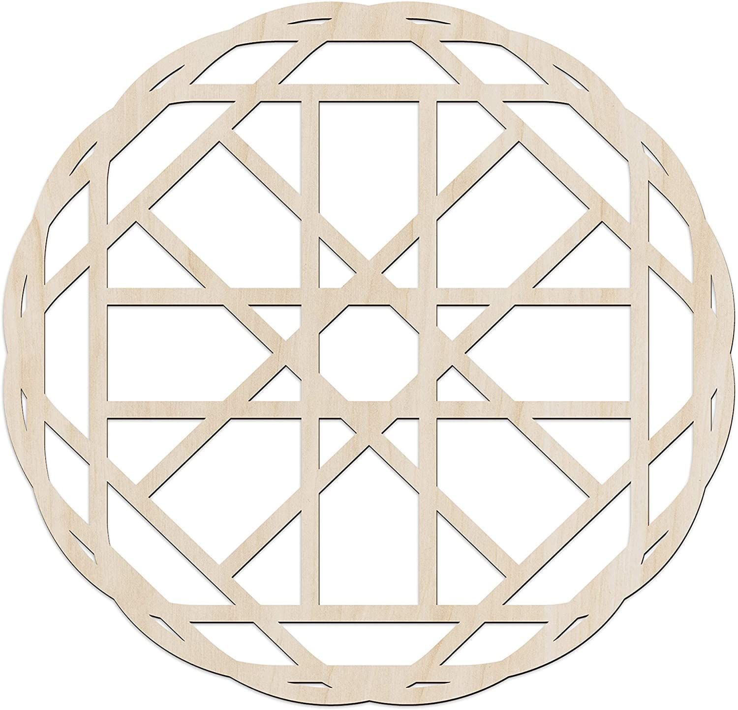 Haoser Mandala Wooden Wall Art, Whirl Look Lattice Abstarct Geometric, Birch Wood Plywood Rustic Wall Art Accent for Hallway Bedroom Living Room Cafes and Offices (Mandala Design-19_30CM)