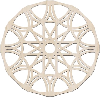 Haoser Mandala Wooden Wall Art, Whirl Look Lattice Abstarct Geometric, Birch Wood Plywood Rustic Wall Art Accent for Hallway Bedroom Living Room Cafes and Offices (Mandala Design-15_30CM)