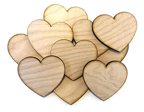 Haoser 100 Pieces Wood Unfinished Blank Hearts 3" Inch, Valentine's Day Crafts, Wooden Sheets for DIY Arts Craft Project