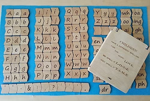 Haoser Wooden Material Alpha Letters with Box for Kids Educational Game, Word Games, Home Schooling