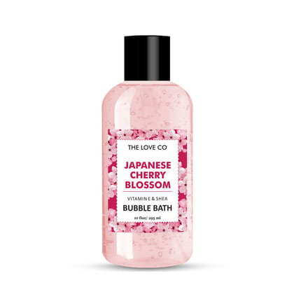 THE LOVE CO. Luxury Japanese Cherry Blossom Bubble Bath - Aromatherapy Soap and Bath Oil with Epsom Salt for Dry Skin - Moisturizing and Soothing - Suitable for All Ages and Sensitive Skin - Luxury Bubble Bath for Self-Care - 295ml