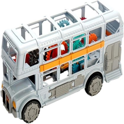 KTRS ENTERPRISE Light & Music Bus Toy Vehicles Kids Electric Bus Gear Vintage Double Decker Bus 360 Degree Rotation, Gear Simulation Mechanical Bus, Sound & Light Toys for Kids Boys & Girl