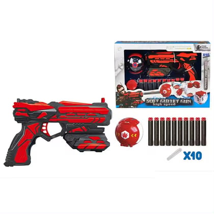 KTRS ENTERPRISE Plastic Foam Bullet Gun Red and Blue Gun (Gun with Hit Explosion Aim Shooting Ball