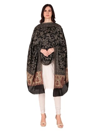 Toosh Moda Women's Embellished Beautiful Ethnic Winter Wear jacquard Shawls (Black 70*200)