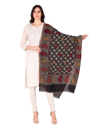 Toosh Moda Women's Embellished Beautiful Ethnic Winter Wear jacquard Shawls (Black 70*200)