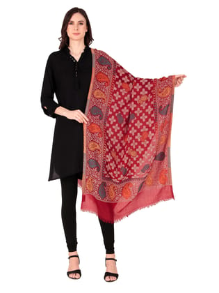 Toosh Moda Women's Embellished Beautiful Ethnic Winter Wear jacquard Shawls (Maroon 70*200)