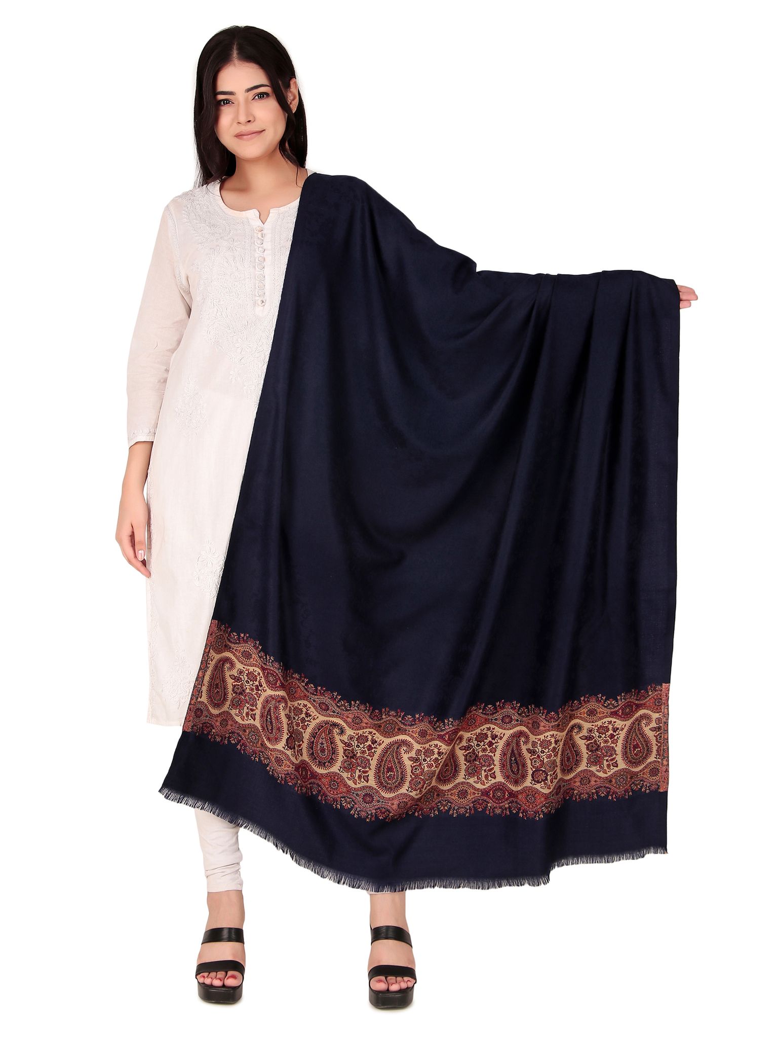 Toosh Moda Women's Embellished Beautiful Ethnic Winter Wear jacquard Shawls (Blue 100 *200)