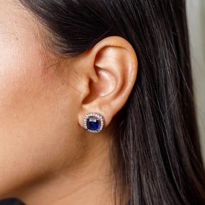 Blue Radiance: Cubic Zirconia Studs