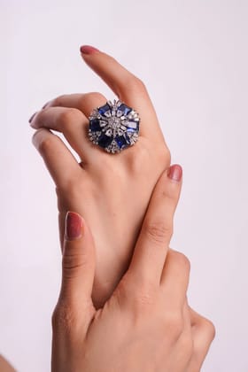 Blue Blossom Cubic Zirconia Ring