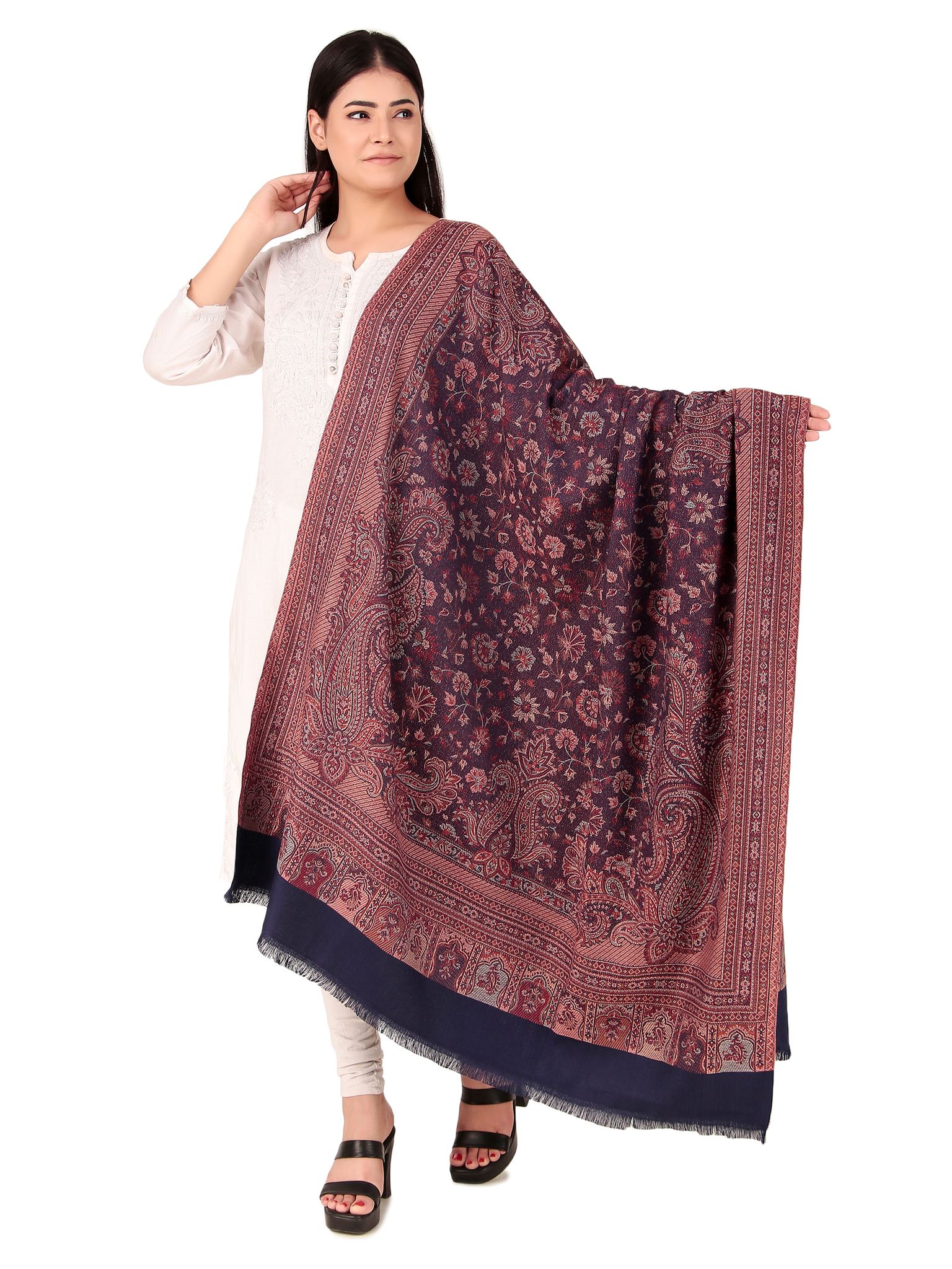 Toosh Moda Women's Embellished Beautiful Ethnic Winter Wear Kani Shawls (Blue 100*200)