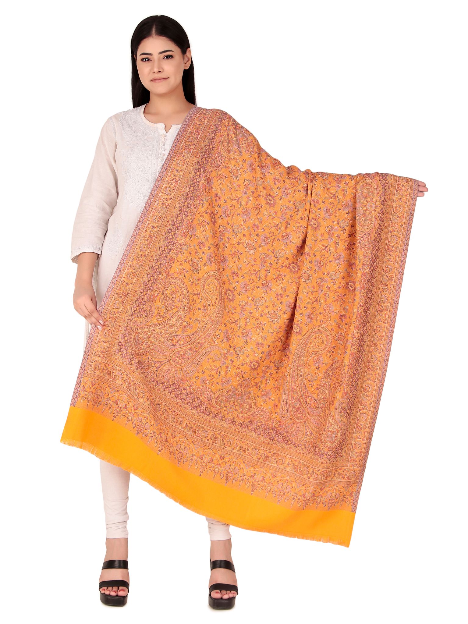 Toosh Moda Women's Embellished Beautiful Ethnic Winter Wear Kani Shawls (Yellow 100*200)