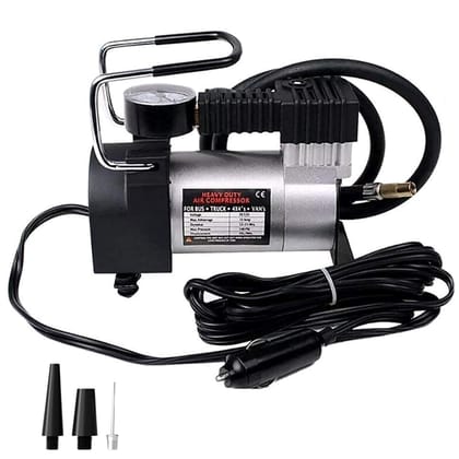 QUXIS Heavy Duty Metal Electric Car Air Compressor Pump Portable Tyre Inflator Pump for Car, Trucks, Bus, Auto & Van Single Cylinder High Pressure Heavy Duty Air Compressor 150 PSI Air Compressor Pump