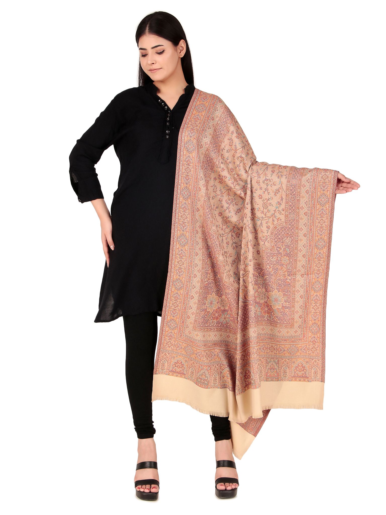 Toosh Moda Women's Embellished Beautiful Ethnic Winter Wear Kani Shawls (Beige 100*200)