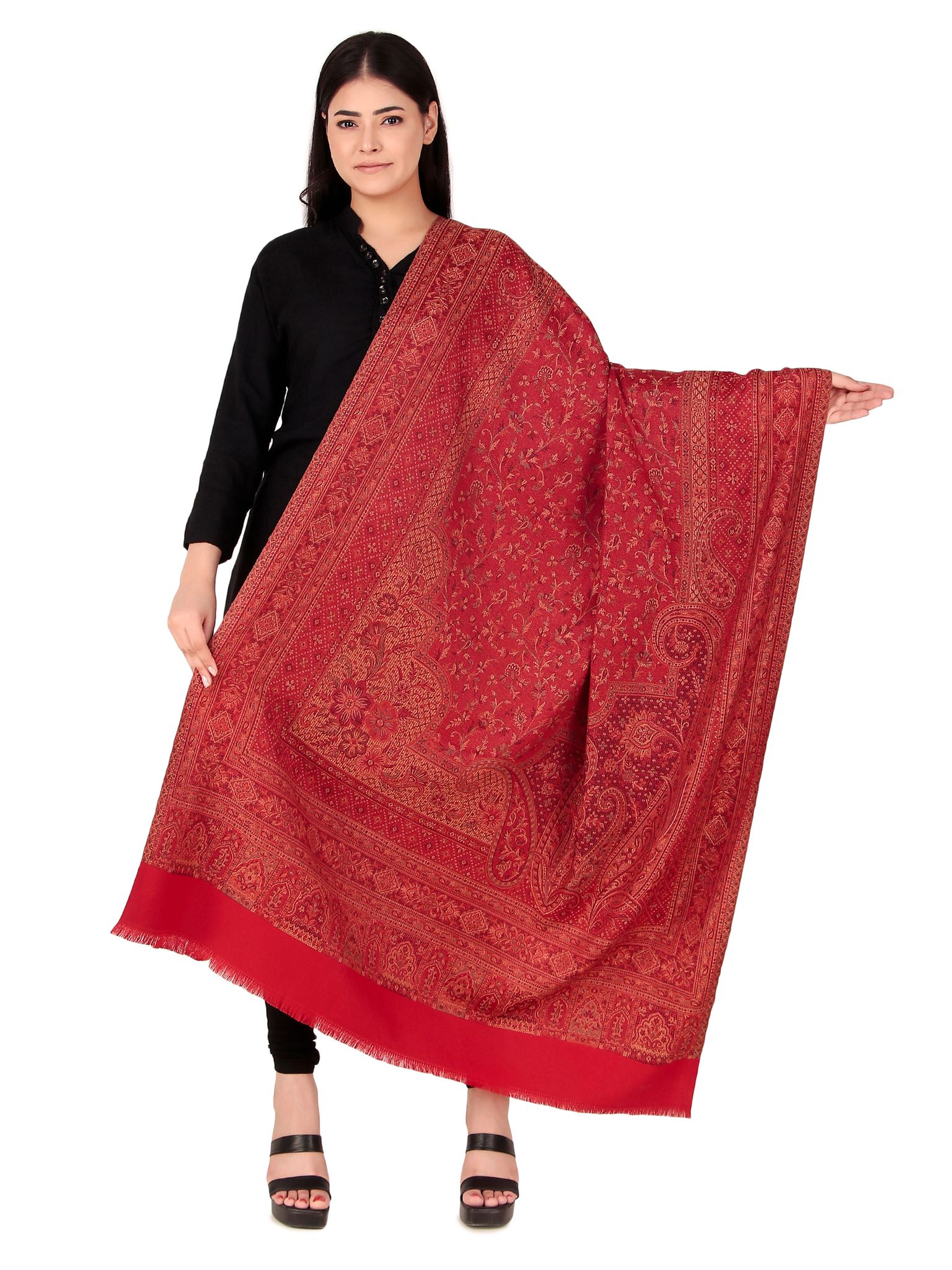 Toosh Moda Women's Embellished Beautiful Ethnic Winter Wear Kani Shawls (Red 100*200)