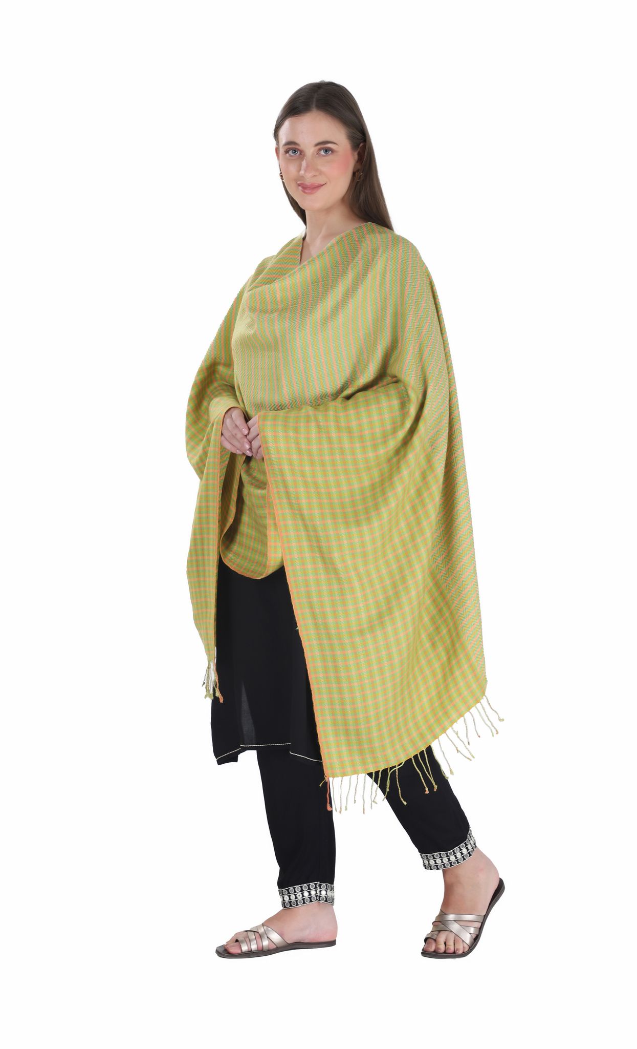 Toosh Moda Women's Embellished Beautiful Ethnic Winter Wear  Shawls (Green 60 * 180)