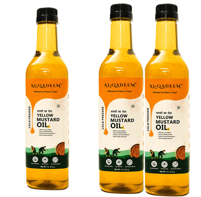 Premium Cold-Pressed Yellow Mustard Oil  – 100% Pure & Lab Tested | Heart Health & Skin - Pack of 3