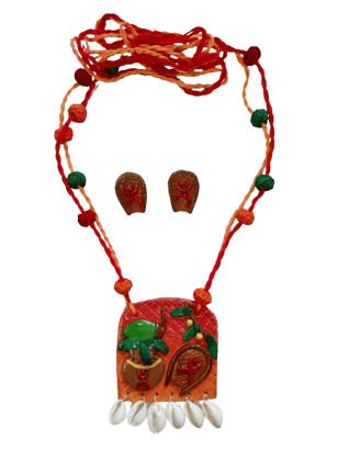 Green  & orange  combined  necklace set