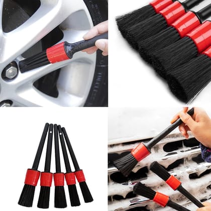 UNIESHINE Car Detailing Brush Kit - Set of 5, Ideal for Interior and Exterior Cleaning, Leather Care, Air Vents, and Emblems - Professional Automotive Cleaning Brushes for a Spotless Finish