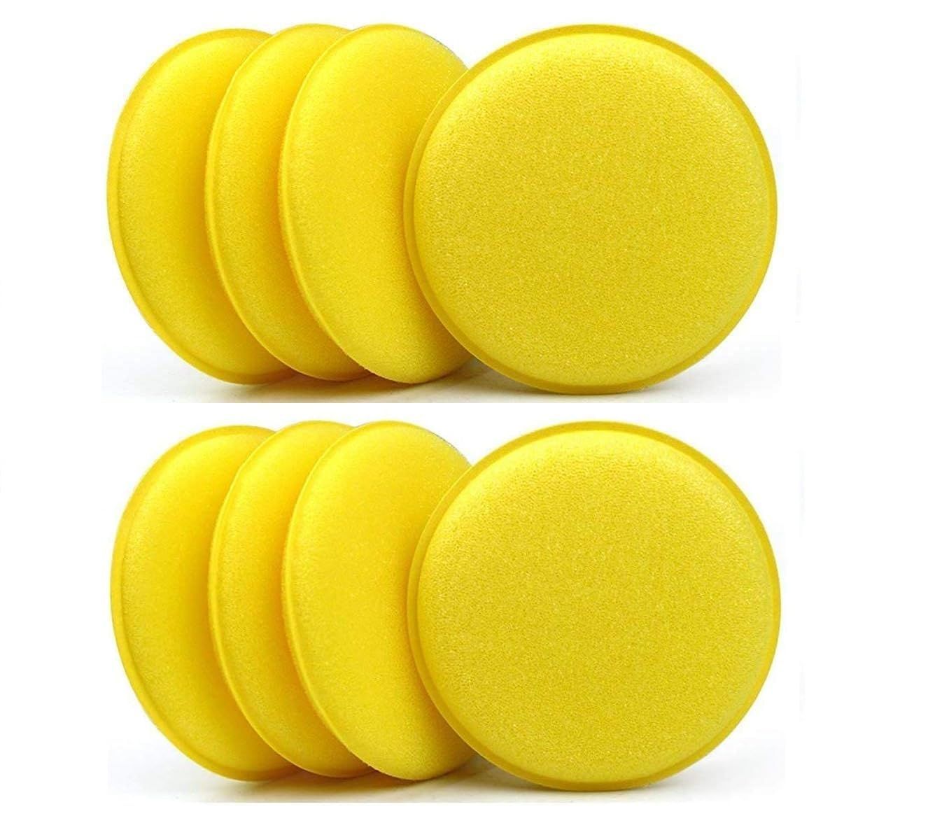 UNIESHINE Car Polish Sponge - Multipurpose Foam Wax Applicator Pad for Detailing Bike and Car Dashboard - Soft, Round Pads for Clean and Shine (Pack of 8)