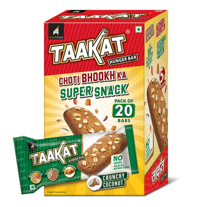 Taakat Hunger Bar Crunchy Coconut - Pack of 20 bars