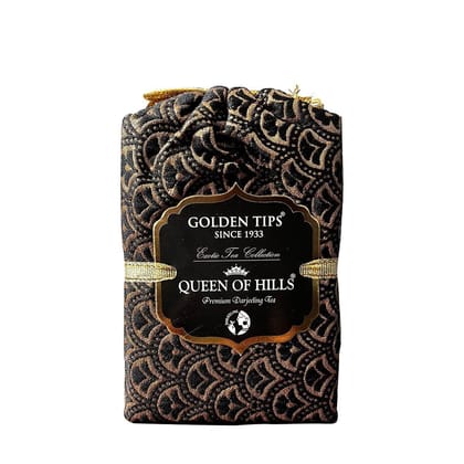 Golden Tips Queen Of Hills Premium Darjeeling Loose Leaves Tea Royal Brocade Cloth Bag (200 Gram, 100 cups)