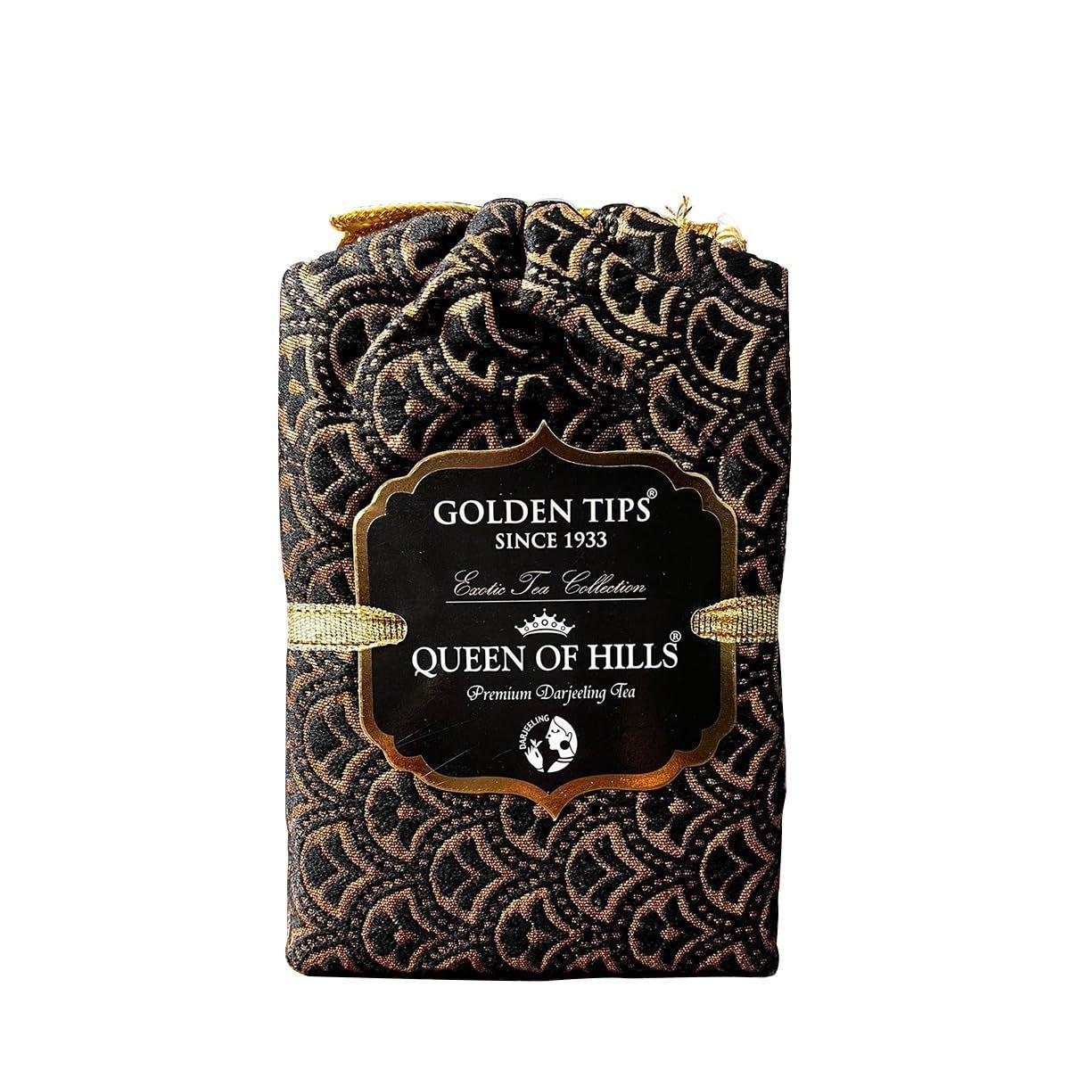 Golden Tips Queen Of Hills Premium Darjeeling Loose Leaves Tea Royal Brocade Cloth Bag (200 Gram, 100 cups)