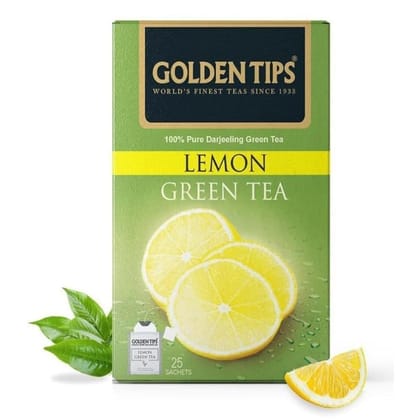 Golden Tips Fresh & Flavoured Lemon Green Tea Bags Box