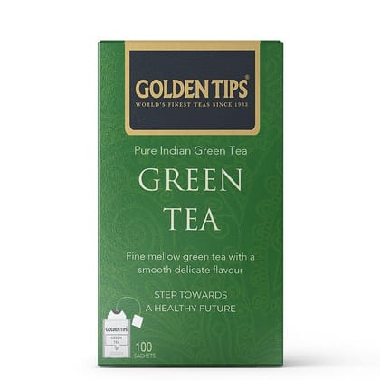 Golden Tips Pure Green Tea Bags Individual Envelope (100 Bags, 150 Gram)