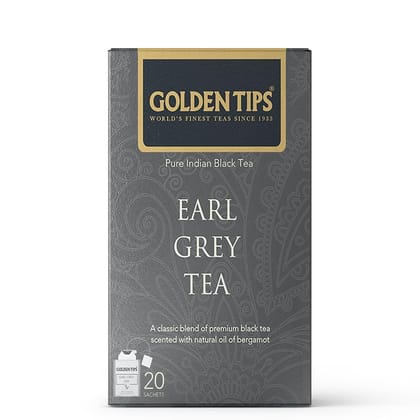 Golden Tips Healthy/Natural and Organic Pure India Earl Grey Black Tea Bags (20 Bags, 40 Gram, Pack of 2)