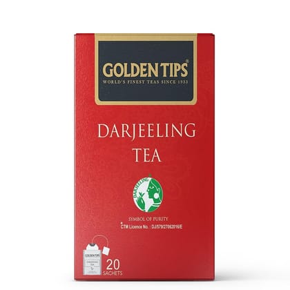 Golden Tips Darjeeling Tea Individual Envelope Tea Bags (40gm- 20 Cups, Pack of 4)