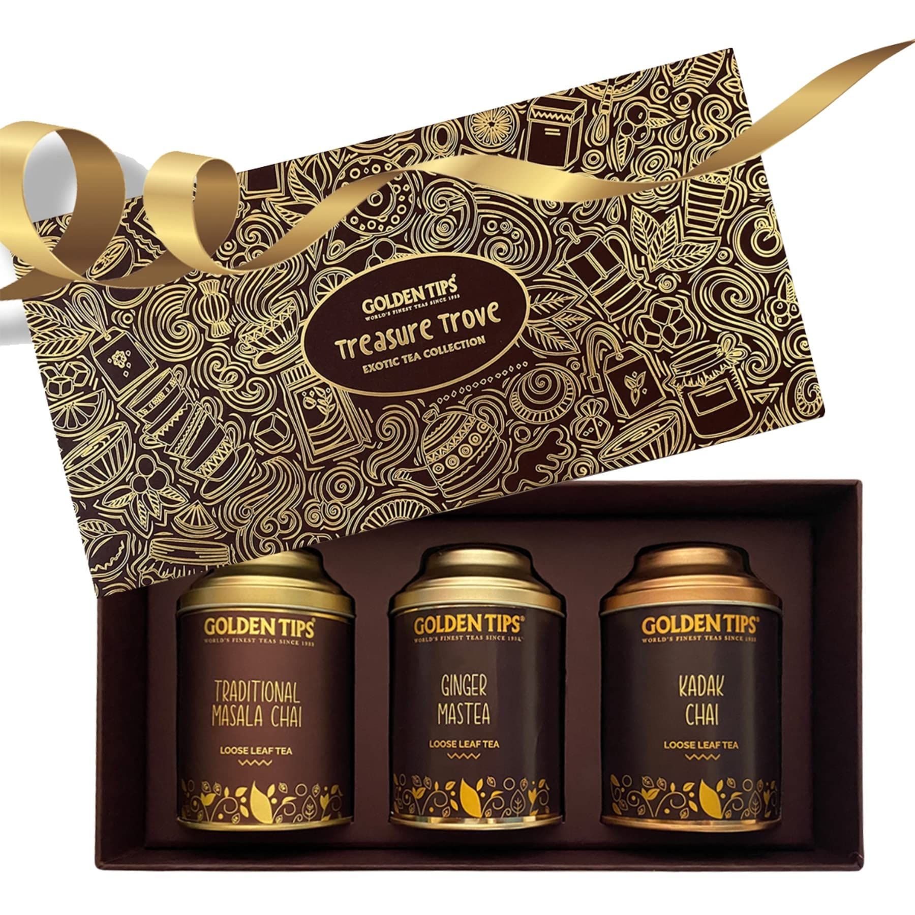 Golden Tips Gift Boxes Combo Traditional Masala Chai, Ginger Mastea, Kadak Chai (450 gram-225 Cups)