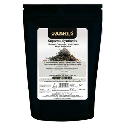 Golden Tips Loose Leaves Mint Green Tea Supreme Synthesis Hibiscus Stevia (100 Gram,50 cups)