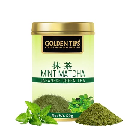 Golden Tips Healthy/Natural and Organic Japanese Mint Matcha Green Tea Powder Pouch (50 Gram, 25 Cups)