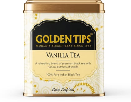 Golden Tips Vanilla Flavour Loose Leaves Black Tea Tin Can (100 Gram , 50 cups)