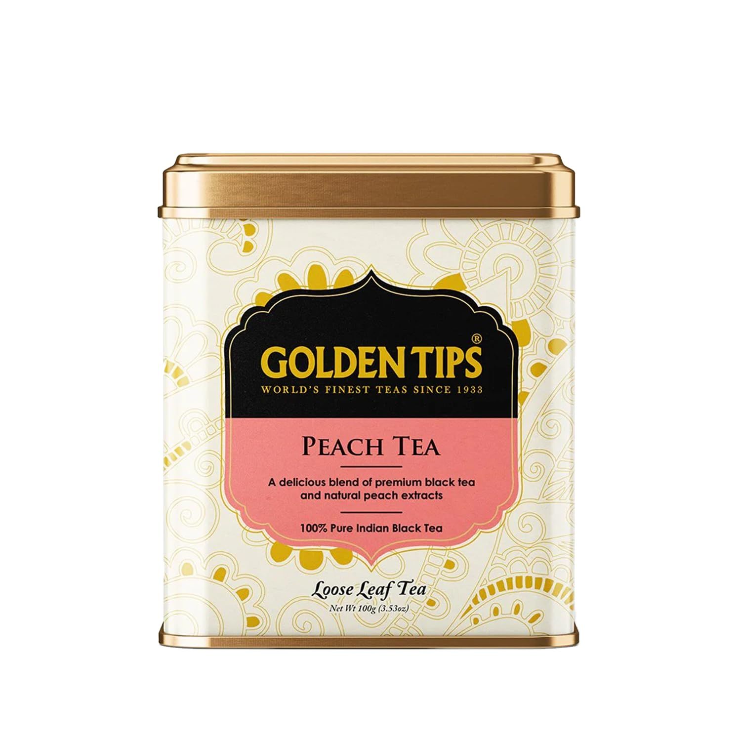 Golden Tips Peach Flavor Black Tea Loose-Leaf Healthy And Natural Tea (100 Gram, 50 Cups)