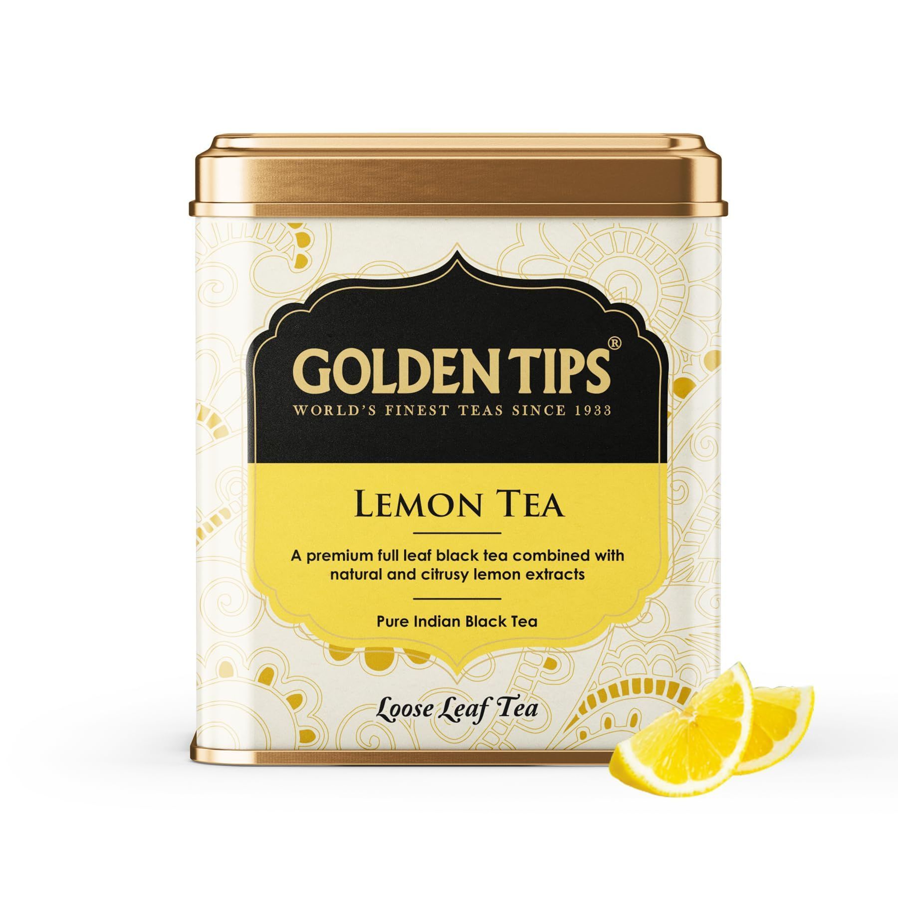 Golden Tips Healthy/Natural and Organic Loose Leaves Lemon Flavour Black Tea Tin Can (100 Gram, 50 Cups)