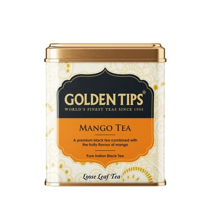 Golden Tips Healthy/Natural and Organic Mango Flavour Loose Leaves Black Tea Tin Can (100 Gram, 50 Cups)